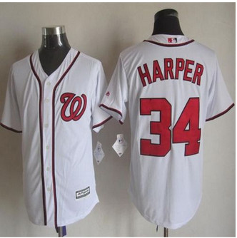 Washington Nationals #34 Bryce Harper White New Cool Base Stitched Baseball Jersey