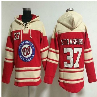 Washington Nationals #37 Stephen Strasburg Red Sawyer Hooded Sweatshirt Baseball Hoodie Washington Nationals #37 Stephen Strasburg Red Sawyer Hooded Sweatshirt Baseball Hoodie