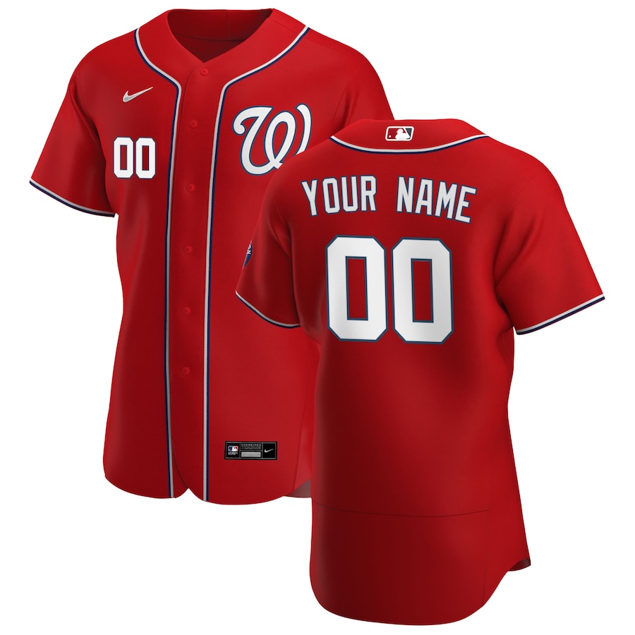 Washington Nationals Custom Men's Nike Red Alternate 2020 Authentic Player MLB Jersey Washington Nationals Custom Men's Nike Red Alternate 2020 Authentic Player MLB Jersey