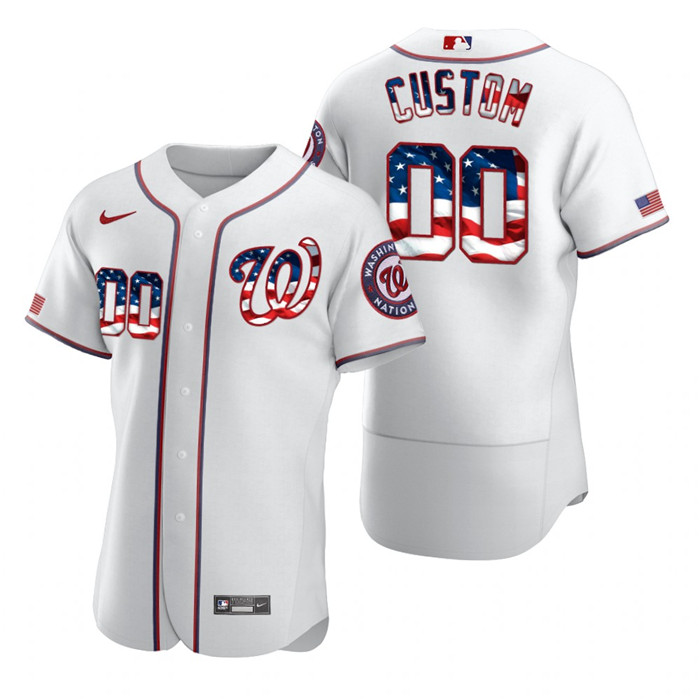 Washington Nationals Custom Men's Nike White Fluttering USA Flag Limited Edition Authentic MLB Jersey Washington Nationals Custom Men's Nike White Fluttering USA Flag Limited Edition Authentic MLB Jersey