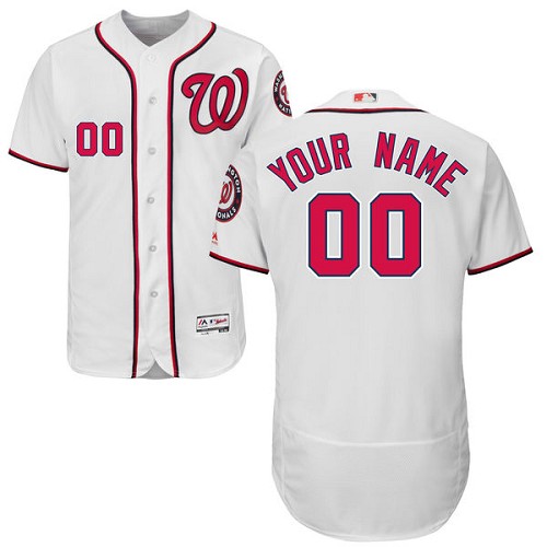 Washington Nationals White Men's Customized Flexbase Jersey Washington Nationals White Men's Customized Flexbase Jersey