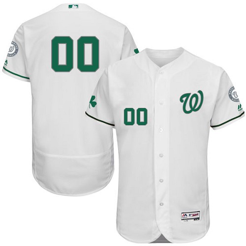 Washington Nationals White St. Patrick's Day Men's Flexbase Customized Jersey Washington Nationals White St. Patrick's Day Men's Flexbase Customized Jersey