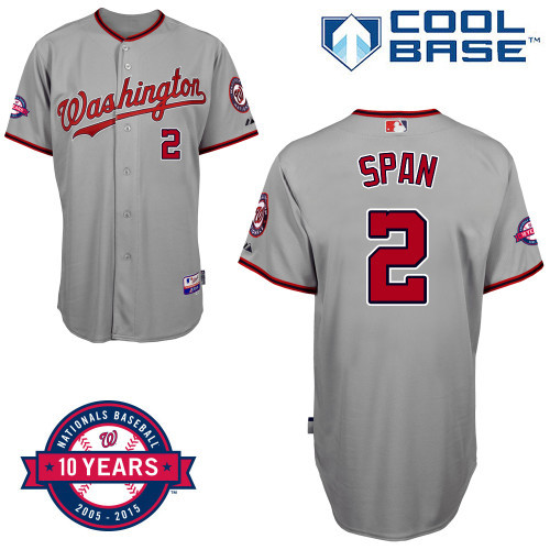 Washington Nationals denard span Jerseys Cool Base Gray Commemorative 10th Anniversary