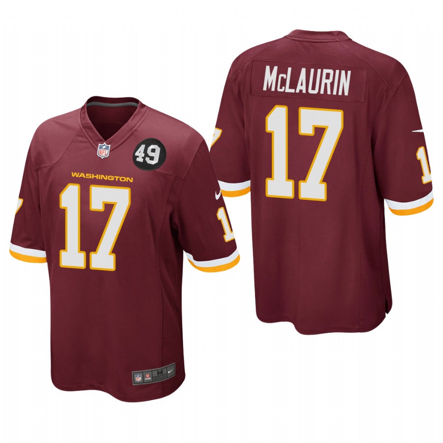 Washington Redskins #17 Terry McLaurin Men's Nike Burgundy Bobby Mitchell Uniform Patch NFL Game Jersey Washington Redskins #17 Terry McLaurin Men's Nike Burgundy Bobby Mitchell Uniform Patch NFL Game Jersey
