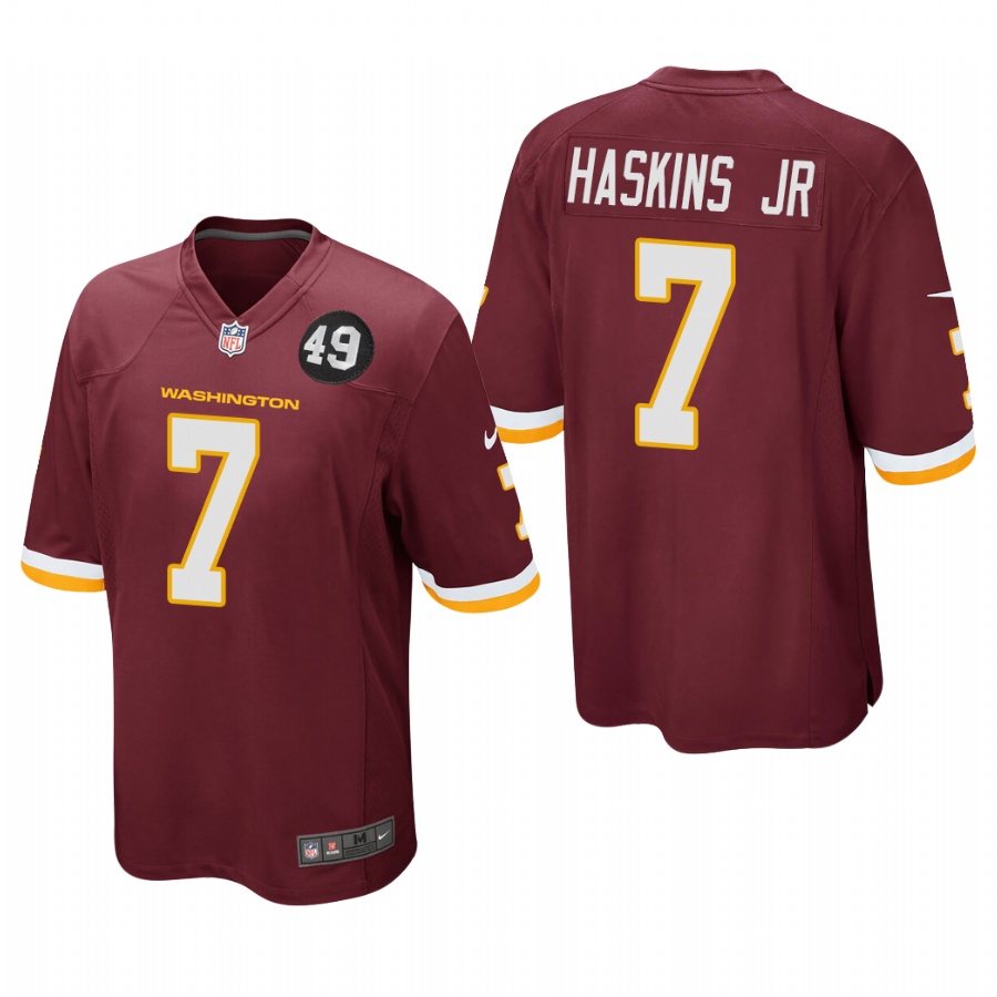 Washington Redskins #7 Dwayne Haskins Jr Men's Nike Burgundy Bobby Mitchell Uniform Patch NFL Game Jersey Washington Redskins #7 Dwayne Haskins Jr Men's Nike Burgundy Bobby Mitchell Uniform Patch NFL Game Jersey