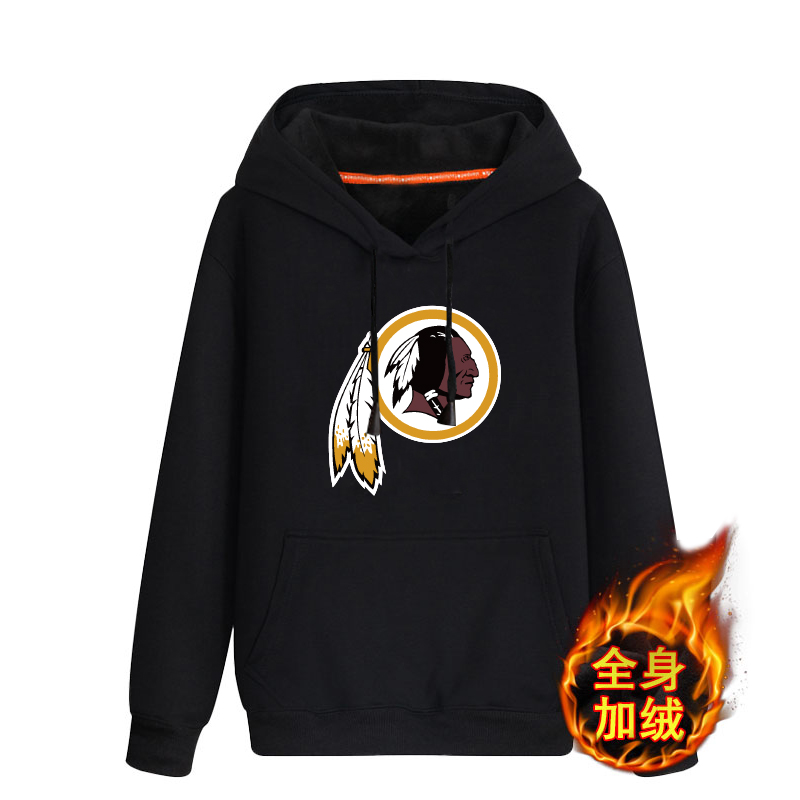 Washington Redskins Black Men's Winter Thicken NFL Pullover Hoodie