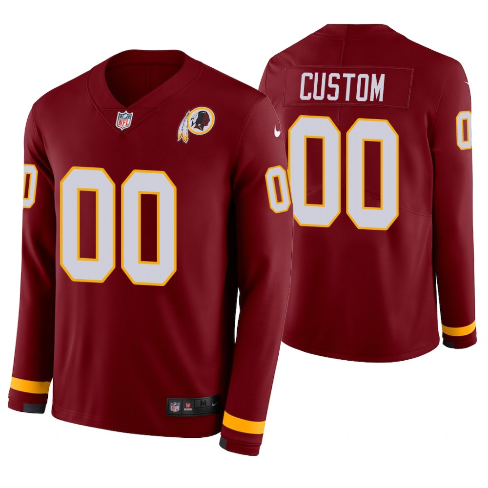 Washington Redskins Custom Burgundy Therma Long Sleeve Jersey Washington Redskins Custom Burgundy Therma Long Sleeve Jersey
