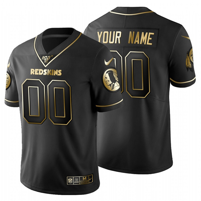 Washington Redskins Custom Men's Nike Black Golden Limited NFL 100 Jersey Washington Redskins Custom Men's Nike Black Golden Limited NFL 100 Jersey