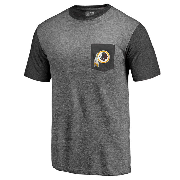 Washington Redskins Pro Line By Fanatics Branded Heathered Gray Black Refresh Pocket T-Shirt Washington Redskins Pro Line By Fanatics Branded Heathered Gray Black Refresh Pocket T-Shirt