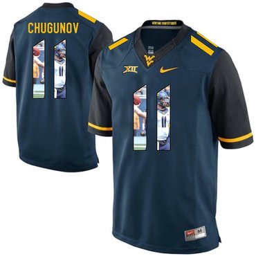 West Virginia Mountaineers Blue Chris Chugunov College Football Portrait Jersey