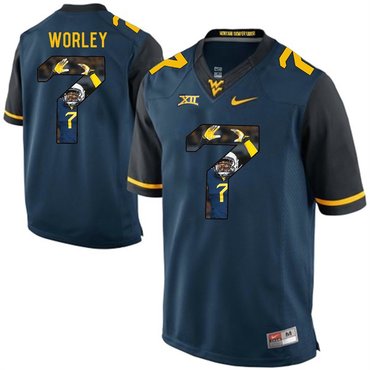 West Virginia Mountaineers Blue Daryl Worley College Football Portrait Jersey