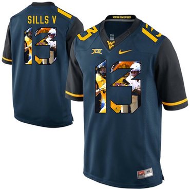 West Virginia Mountaineers Blue David Sills V College Football Portrait Jersey
