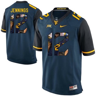 West Virginia Mountaineers Blue Gary Jennings College Football Portrait Jersey
