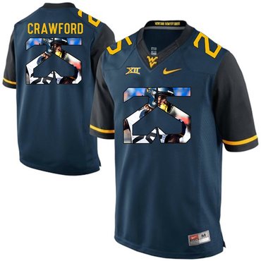 West Virginia Mountaineers Blue Justin Crawford College Football Portrait Jersey