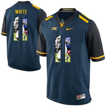 West Virginia Mountaineers Blue Kevin White College Football Portrait Jersey