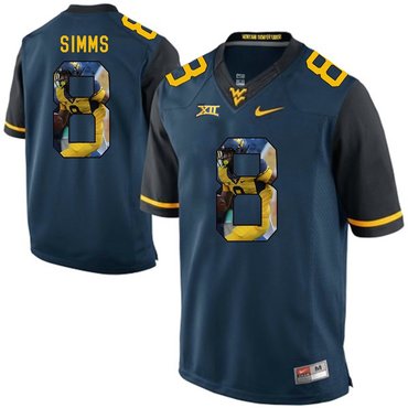 West Virginia Mountaineers Blue Marcus Simms College Football Portrait Jersey