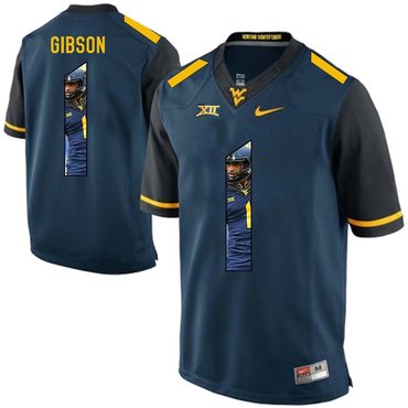 West Virginia Mountaineers Blue Shelton Gibson College Football Portrait Jersey