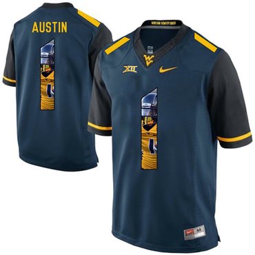West Virginia Mountaineers Blue Tavon Austin College Football Portrait Jersey