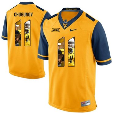 West Virginia Mountaineers Gold Chris Chugunov College Football Portrait Jersey