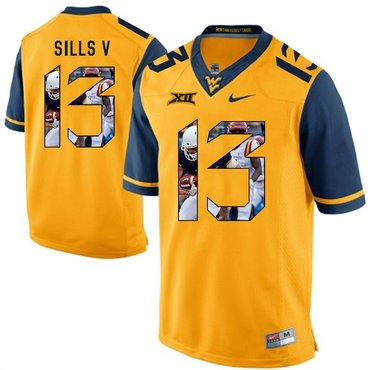 West Virginia Mountaineers Gold David Sills V College Football Portrait Jersey