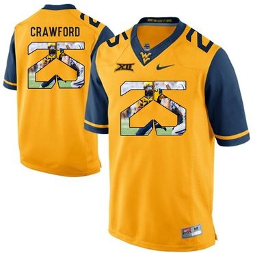 West Virginia Mountaineers Gold Justin Crawford College Football Portrait Jersey