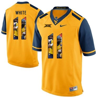 West Virginia Mountaineers Gold Kevin White College Football Portrait Jersey