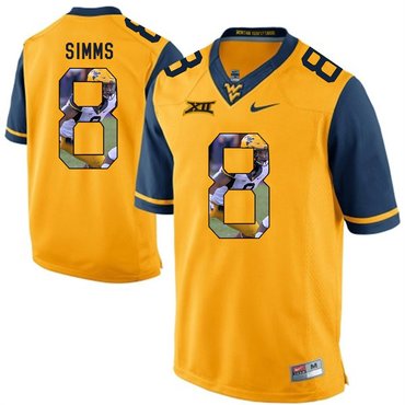 West Virginia Mountaineers Gold Marcus Simms College Football Portrait Jersey