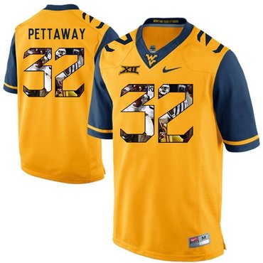 West Virginia Mountaineers Gold Martell Pettaway College Football Portrait Jersey