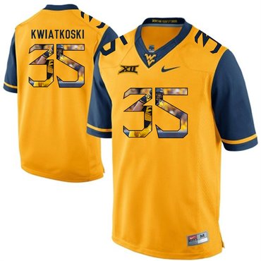 West Virginia Mountaineers Gold Nick Kwiatkoski College Football Portrait Jersey