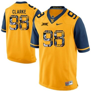 West Virginia Mountaineers Gold Will Clarke College Football Portrait Jersey