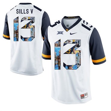 West Virginia Mountaineers White David Sills V College Football Portrait Jersey