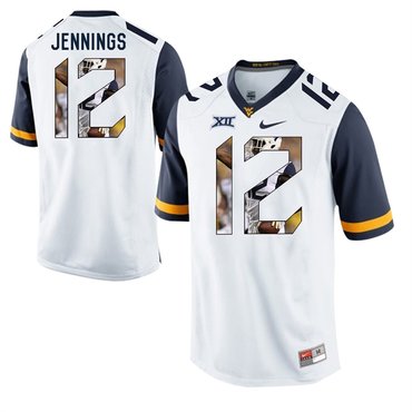 West Virginia Mountaineers White Gary Jennings College Football Portrait Jersey