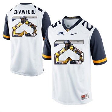 West Virginia Mountaineers White Justin Crawford College Football Portrait Jersey