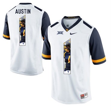 West Virginia Mountaineers White Tavon Austin College Football Portrait Jersey