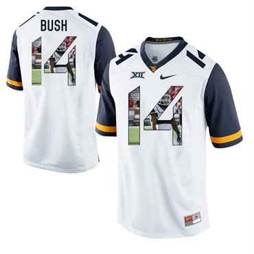 West Virginia Mountaineers White Tevin Bush College Football Portrait Jersey