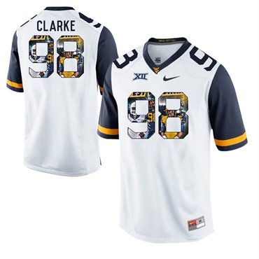 West Virginia Mountaineers White Will Clarke College Football Portrait Jersey