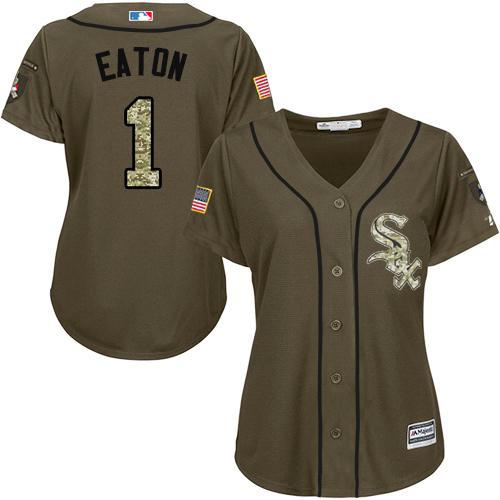 White Sox #1 Adam Eaton Green Salute to Service Women's Stitched MLB Jersey White Sox #1 Adam Eaton Green Salute to Service Women's Stitched MLB Jersey