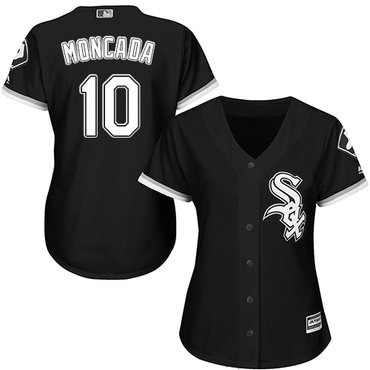 White Sox #10 Yoan Moncada Black Alternate Women's Stitched MLB Jersey White Sox #10 Yoan Moncada Black Alternate Women's Stitched MLB Jersey