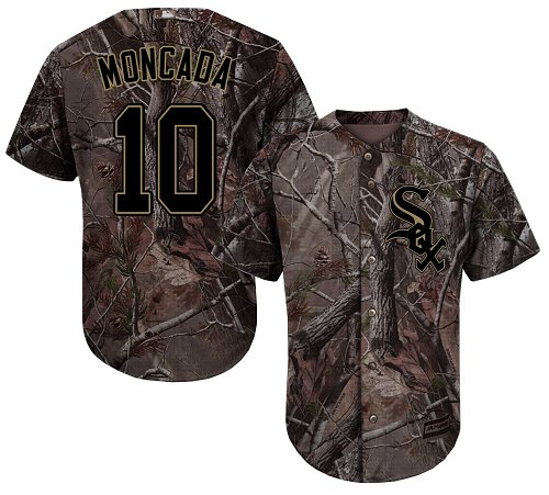 White Sox #10 Yoan Moncada Camo Realtree Collection Cool Base Stitched Baseball Jersey