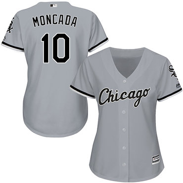 White Sox #10 Yoan Moncada Grey Road Women's Stitched MLB Jersey White Sox #10 Yoan Moncada Grey Road Women's Stitched MLB Jersey