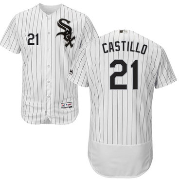 White Sox #21 Welington Castillo White(Black Strip) Flexbase Authentic Collection Stitched Baseball Jersey