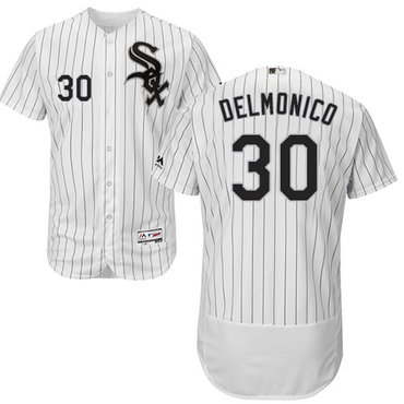 White Sox #30 Nicky Delmonico White(Black Strip) Flexbase Authentic Collection Stitched Baseball Jerseys
