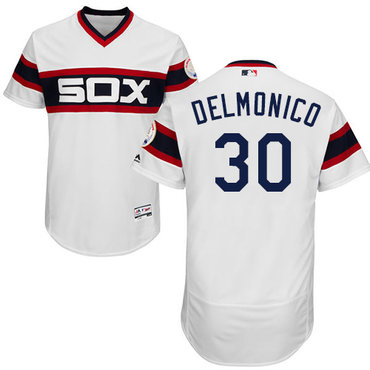 White Sox #30 Nicky Delmonico White Flexbase Authentic Collection Alternate Home Stitched Baseball Jerseys