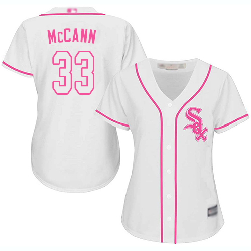 White Sox #33 James McCann White Pink Fashion Women's Stitched Baseball Jersey White Sox #33 James McCann White Pink Fashion Women's Stitched Baseball Jersey