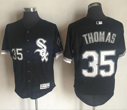 White Sox #35 Frank Thomas Black Flexbase Authentic Collection Stitched MLB Jersey