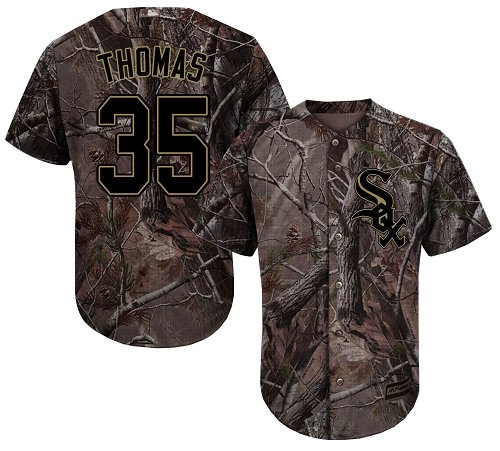 White Sox #35 Frank Thomas Camo Realtree Collection Cool Base Stitched Baseball Jersey