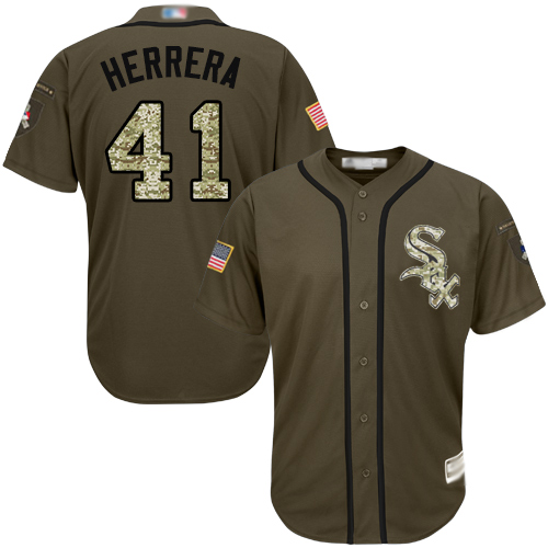 White Sox #41 Kelvin Herrera Green Salute to Service Stitched Baseball Jersey