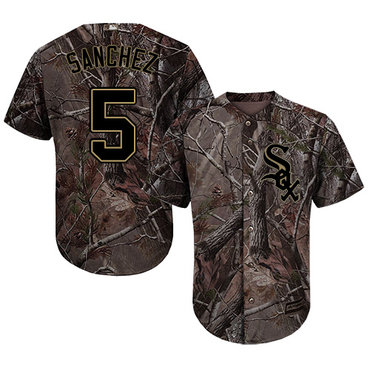 White Sox #5 Yolmer Sanchez Camo Realtree Collection Cool Base Stitched Baseball Jerseys
