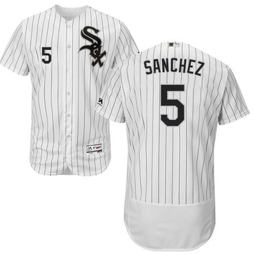 White Sox #5 Yolmer Sanchez White(Black Strip) Flexbase Authentic Collection Stitched Baseball Jerseys