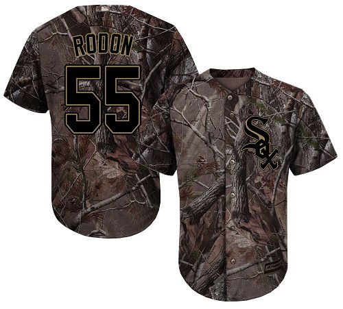 White Sox #55 Carlos Rodon Camo Realtree Collection Cool Base Stitched Baseball Jersey